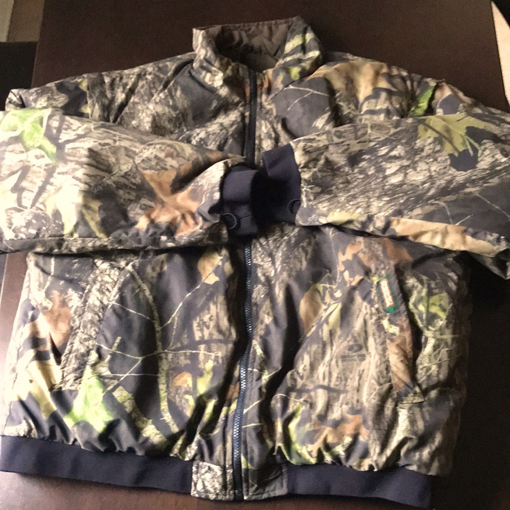 Remington XL reversible Mossy Oak Break Up camo hunting coat w/ zip-off sleeves